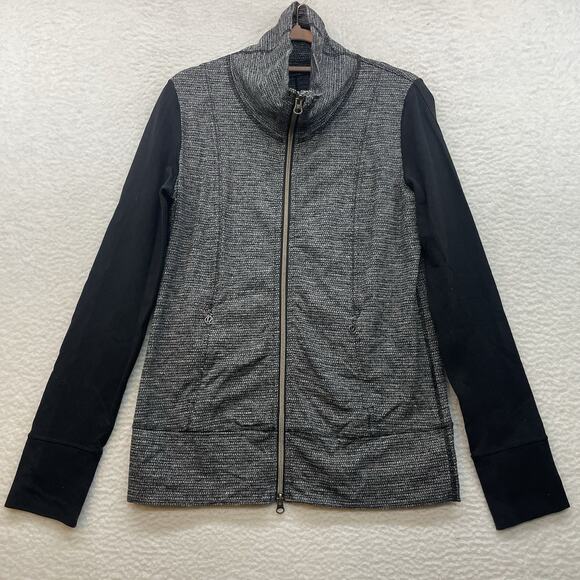 Lululemon Jacket Womens 10 Black Daily Yoga Coco Pique Full Zip Loose Pockets - Picture 1 of 11